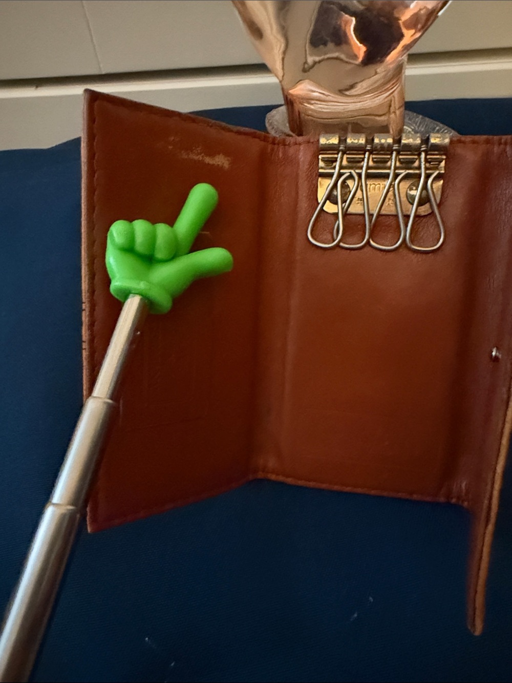 MCM Cognac Brown Monogram Leather Key Holder - Picture 5 of 13